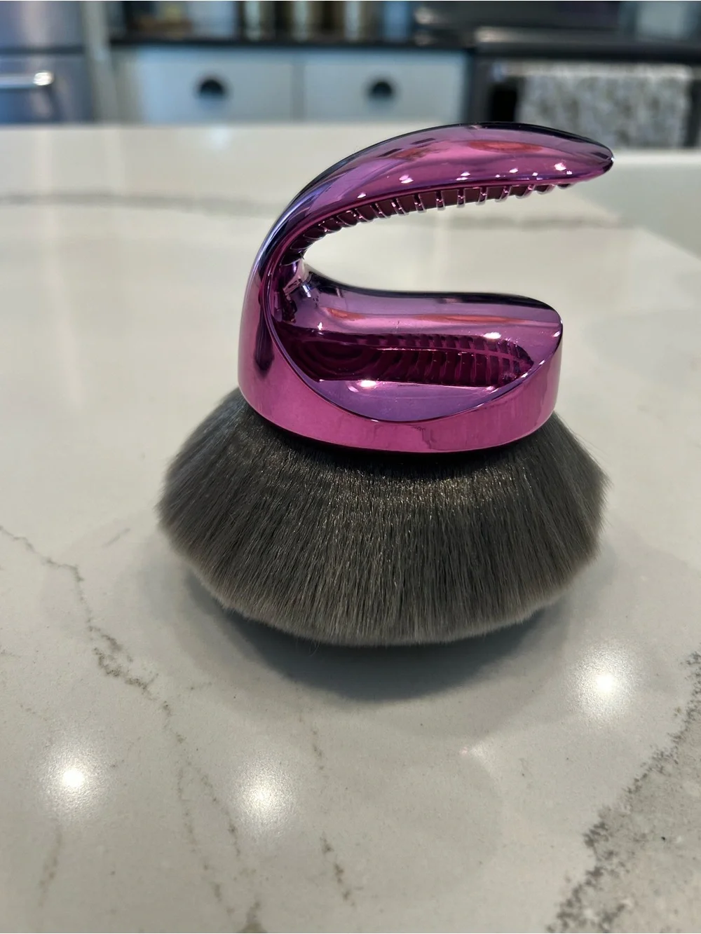 Handheld Dense Powder Brush - Purple Handle with Gray Bristles